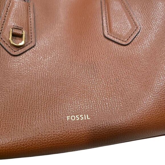 Fossil Wren Satchel Women's Medium Brown Leather Adjustable Strap Shoulder Bag - Picture 4 of 9